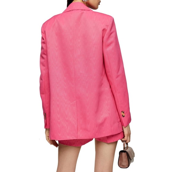 TOPSHOP Pink Moire Grandad Blazer - Picture 2 of 16